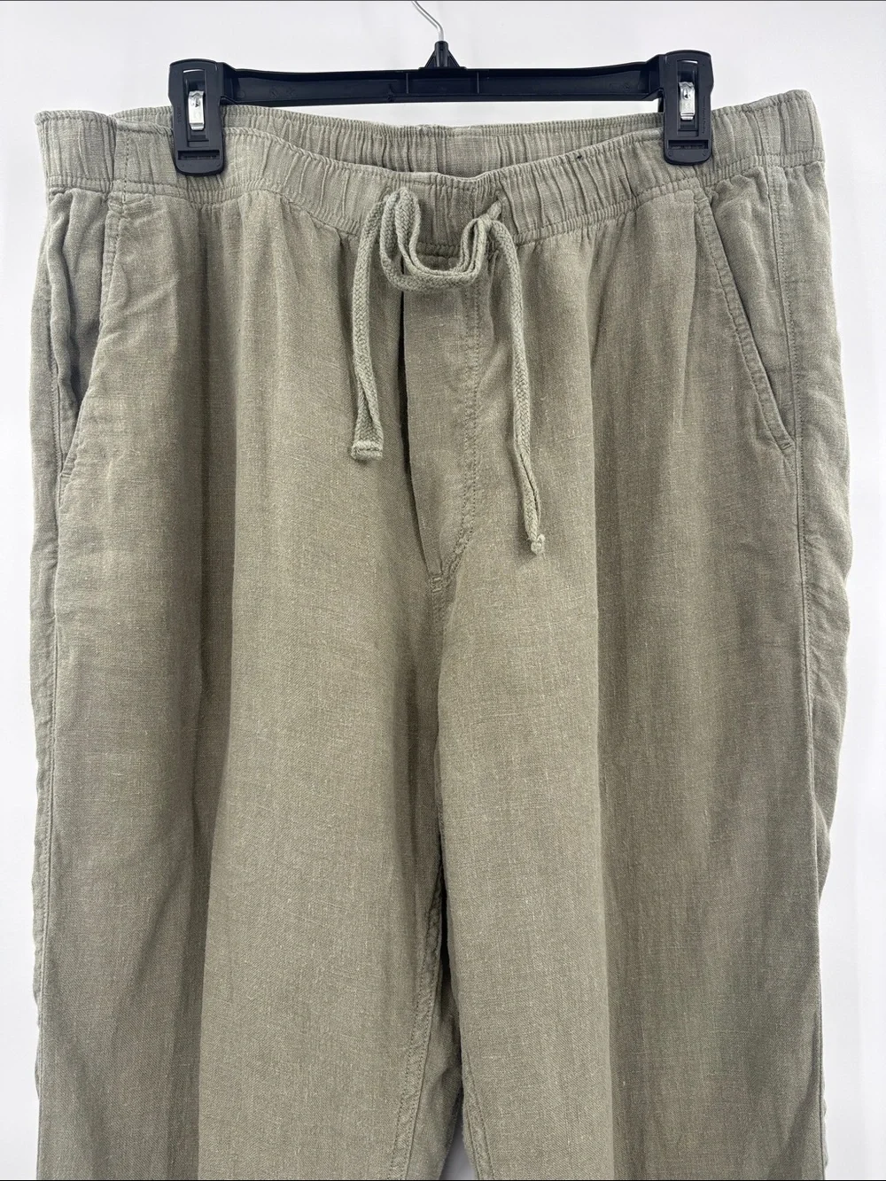 Faherty 100% Linen Olive Drawstring 4 Pocket Pants Size XXL